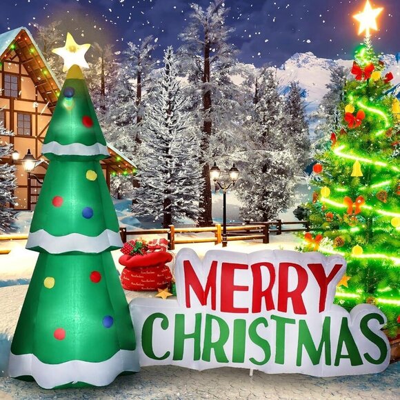 Other - ⭐8ft Christmas Inflatable Tree Road Sign Inflatable Patio Decorations LED Lights